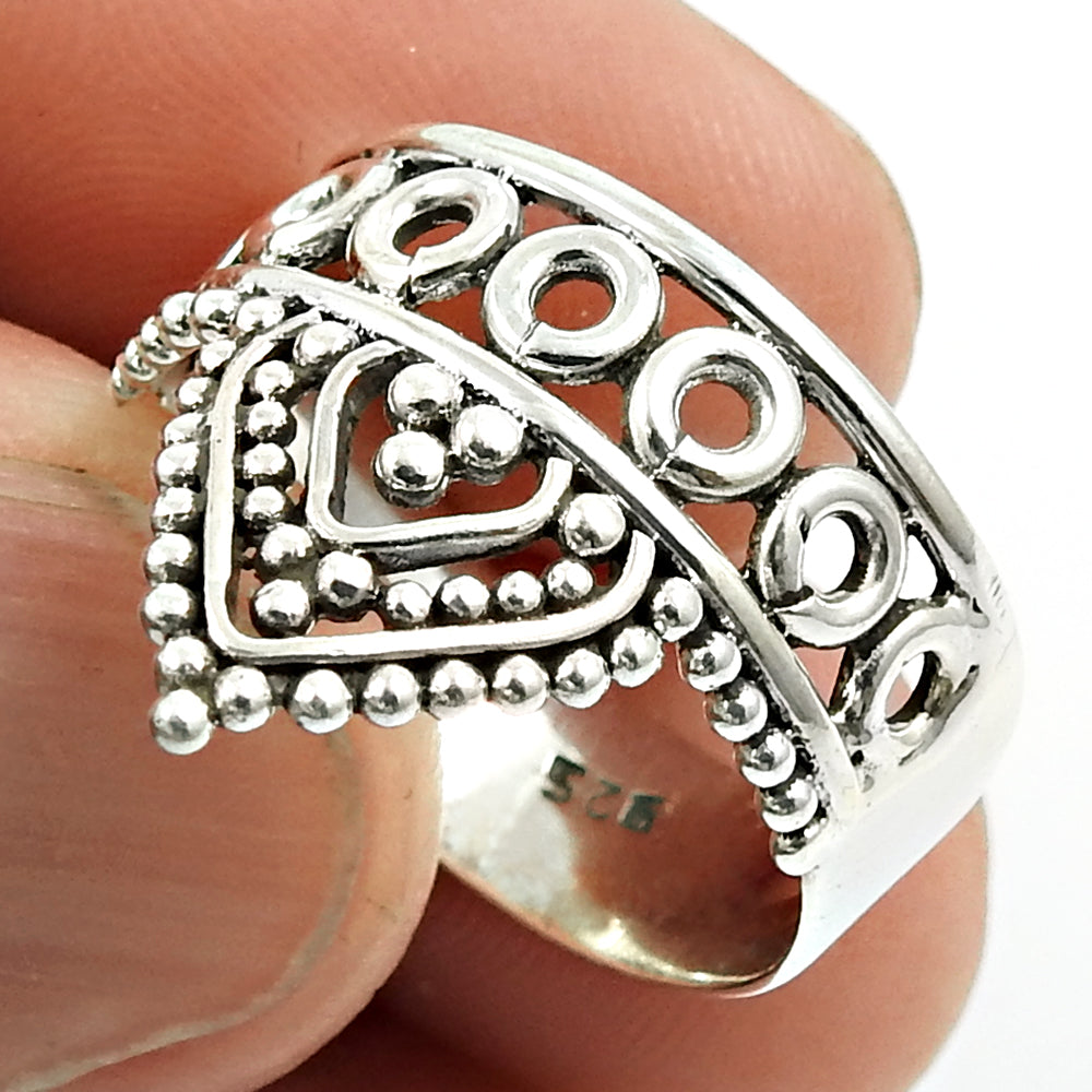 Solid 925 Sterling Silver Crown Ring Traditional Jewelry L71