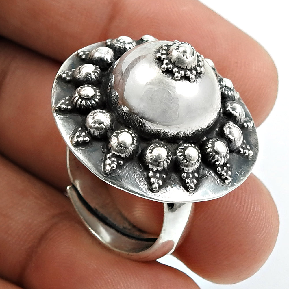 Solid 925 Sterling Silver Adjustable Ethnic Ring Handmade Jewelry E74