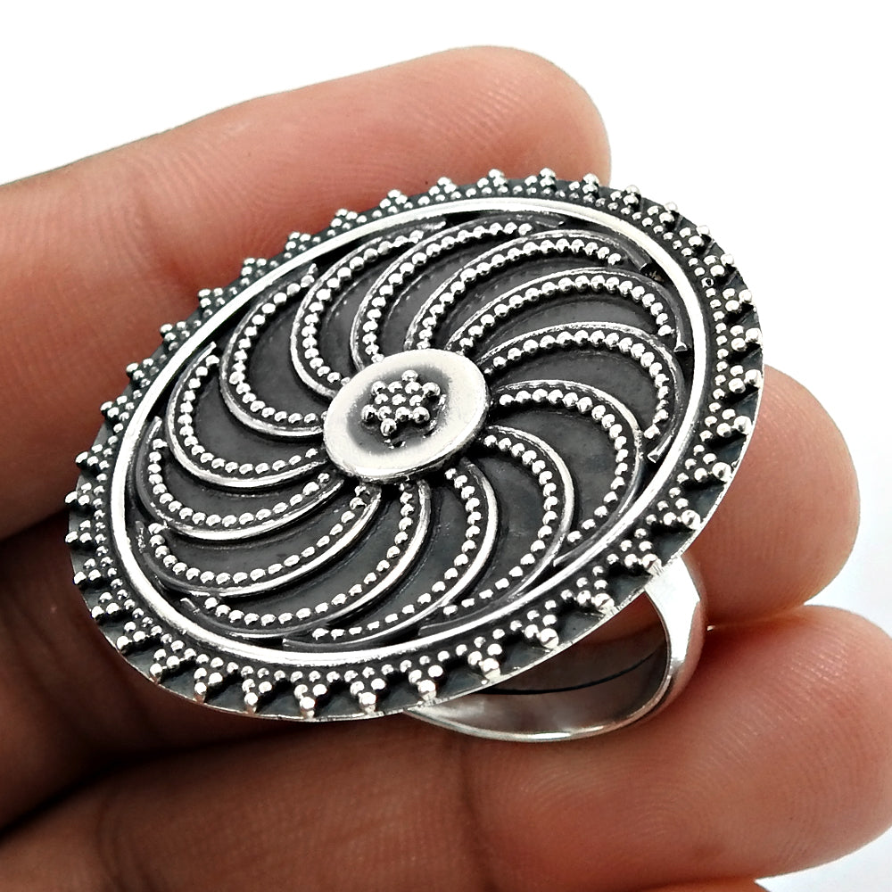 Solid 925 Sterling Silver Artisan Ring Indian Jewelry D75