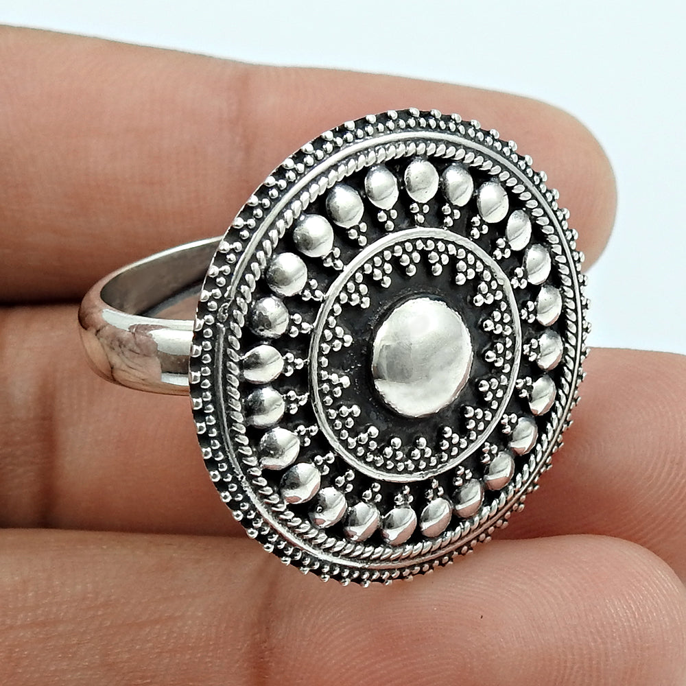 Solid 925 Sterling Silver Indian Artisan Ring Handmade Jewelry W75