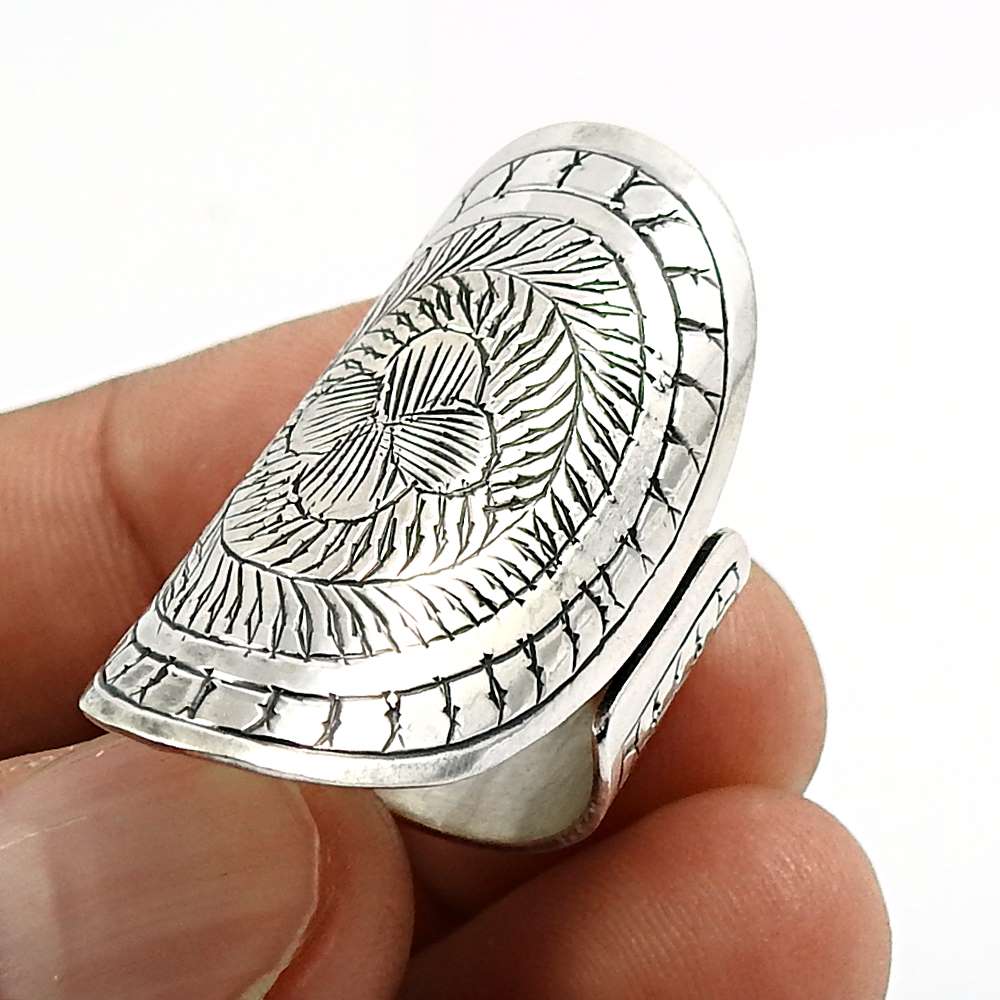 Indian HANDMADE Jewelry 925 Solid Sterling Silver Vintage Style Ring Size 7 R33