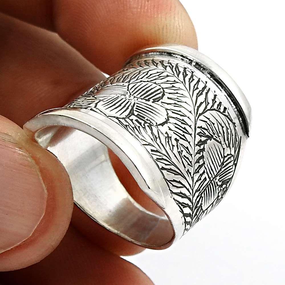 HANDMADE 925 Solid Sterling Silver Jewelry Artisan Ring Size 7 F34