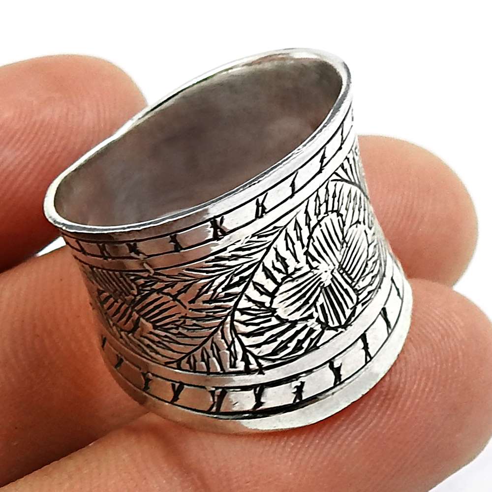 HANDMADE 925 Solid Sterling Silver Jewelry Artisan Ring Size 8 V34