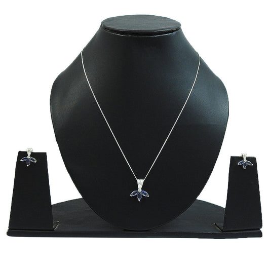 101 Natural Iolite Gemstone 925 Silver Earrings Necklace Set