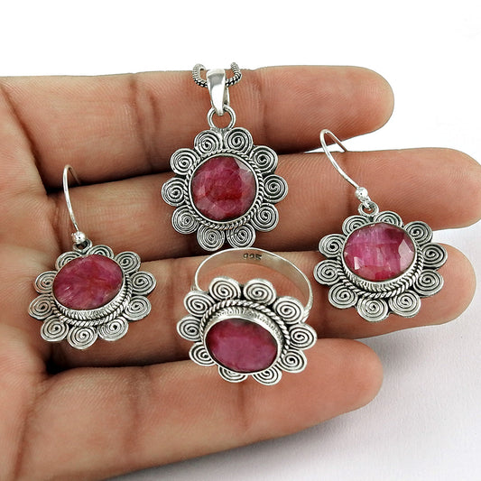 101 Exquisite Ruby Jewelry Set for Women 925 Sterling Silver Elegance