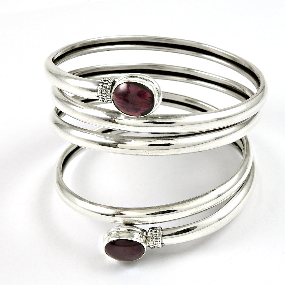 101 Solid Silver 925 Natural Garnet Gemstone Designer Bangle