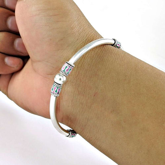 Precious Inlay 925 Sterling Silver Bangle