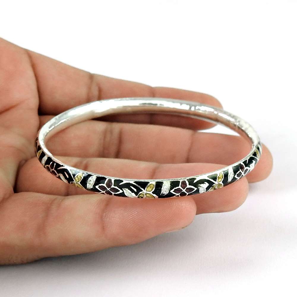 925 Sterling Silver Vintage Jewellery Charming Inlay Bangle