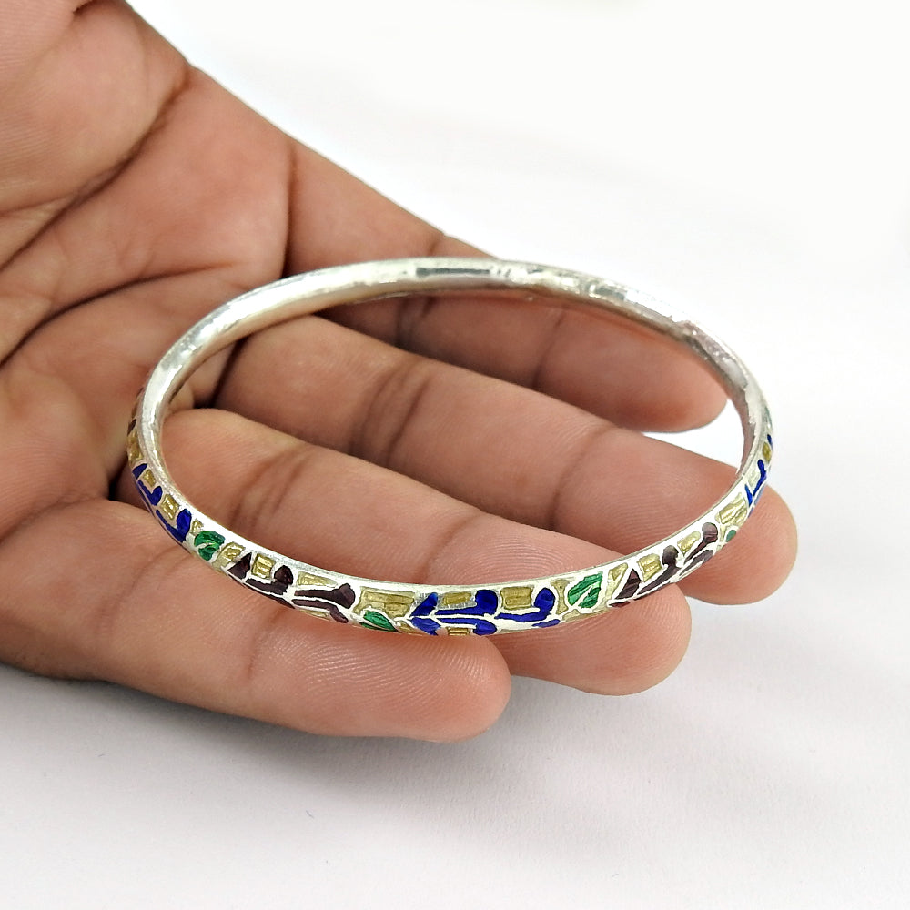 101 Solid 925 Sterling Silver Enamel Cuff Bangle For Women Girls