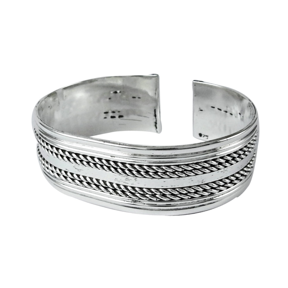 925 Sterling Silver Handcrafted Jewelry Cuff Bangle V1