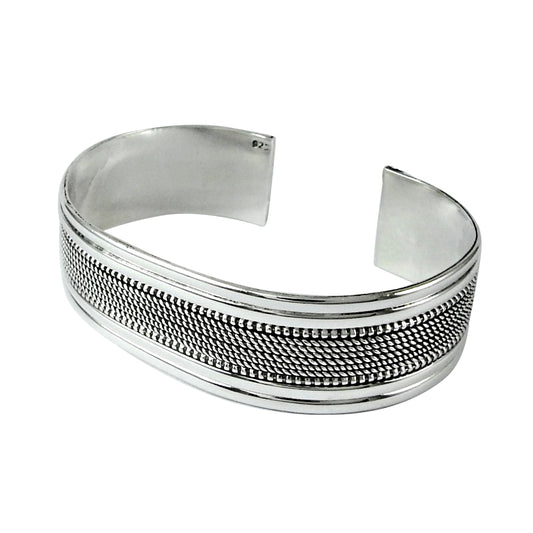 Indian Artisan Jewelry 925 Solid Sterling Silver Cuff Mothers Day Gift Bangle R1