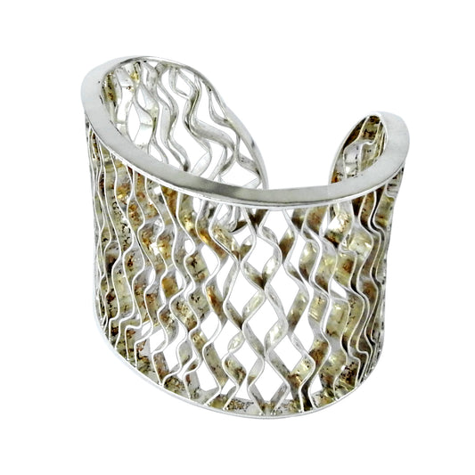 Artisan 925 Solid Sterling Silver Jewelry Cuff Bangle I11