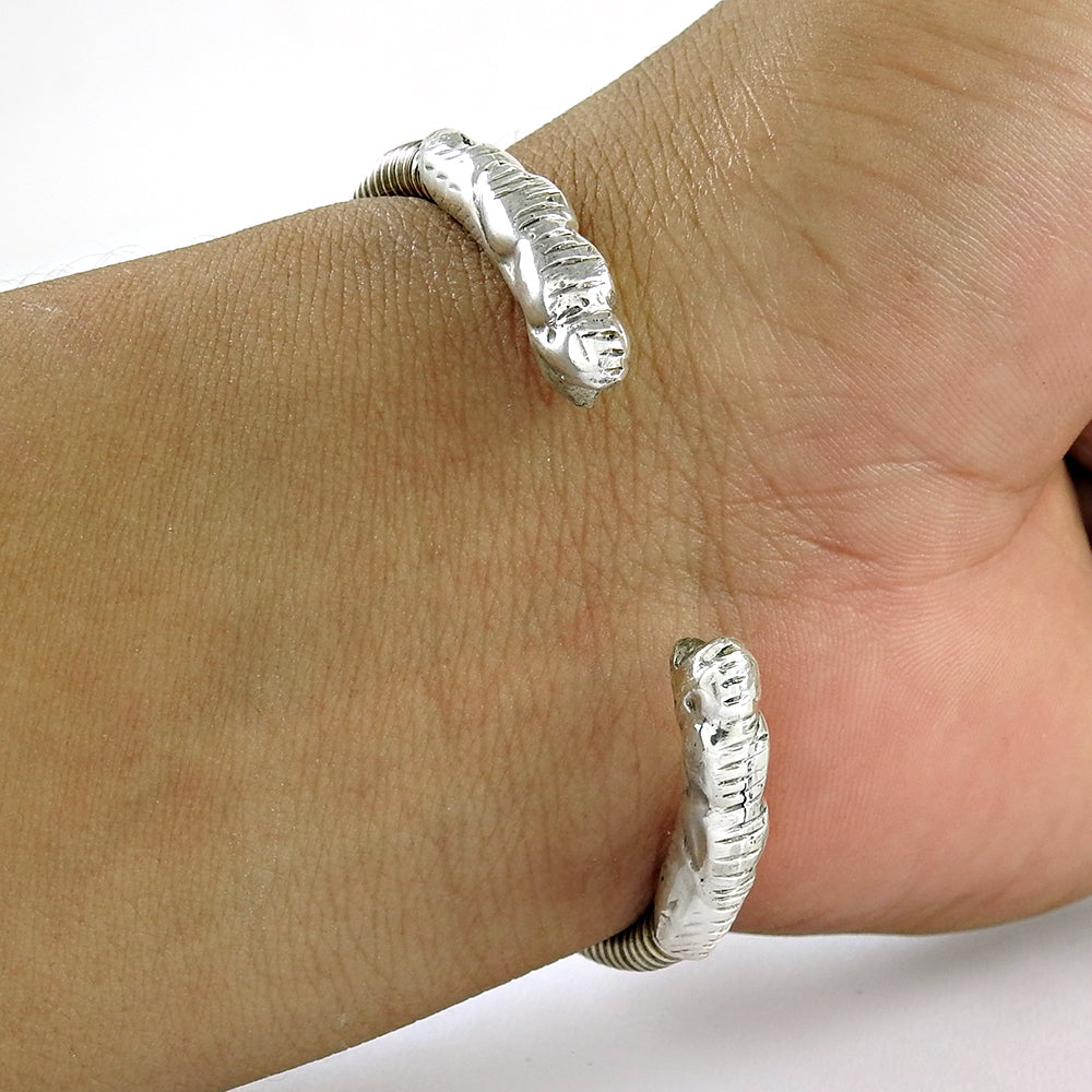 101 Solid Sterling Silver With Copper Wire Wrapped Adjustable Cuff Bracelet
