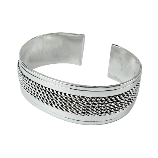 Artisan 925 Solid Sterling Silver Jewelry Cuff Mothers Day Gift Bangle Z1