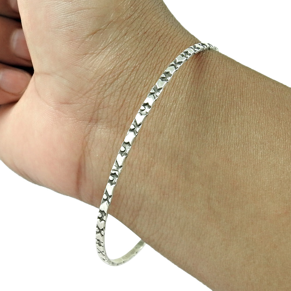 101 Solid 925 Sterling Silver Thin Bangle for Minimalist Style