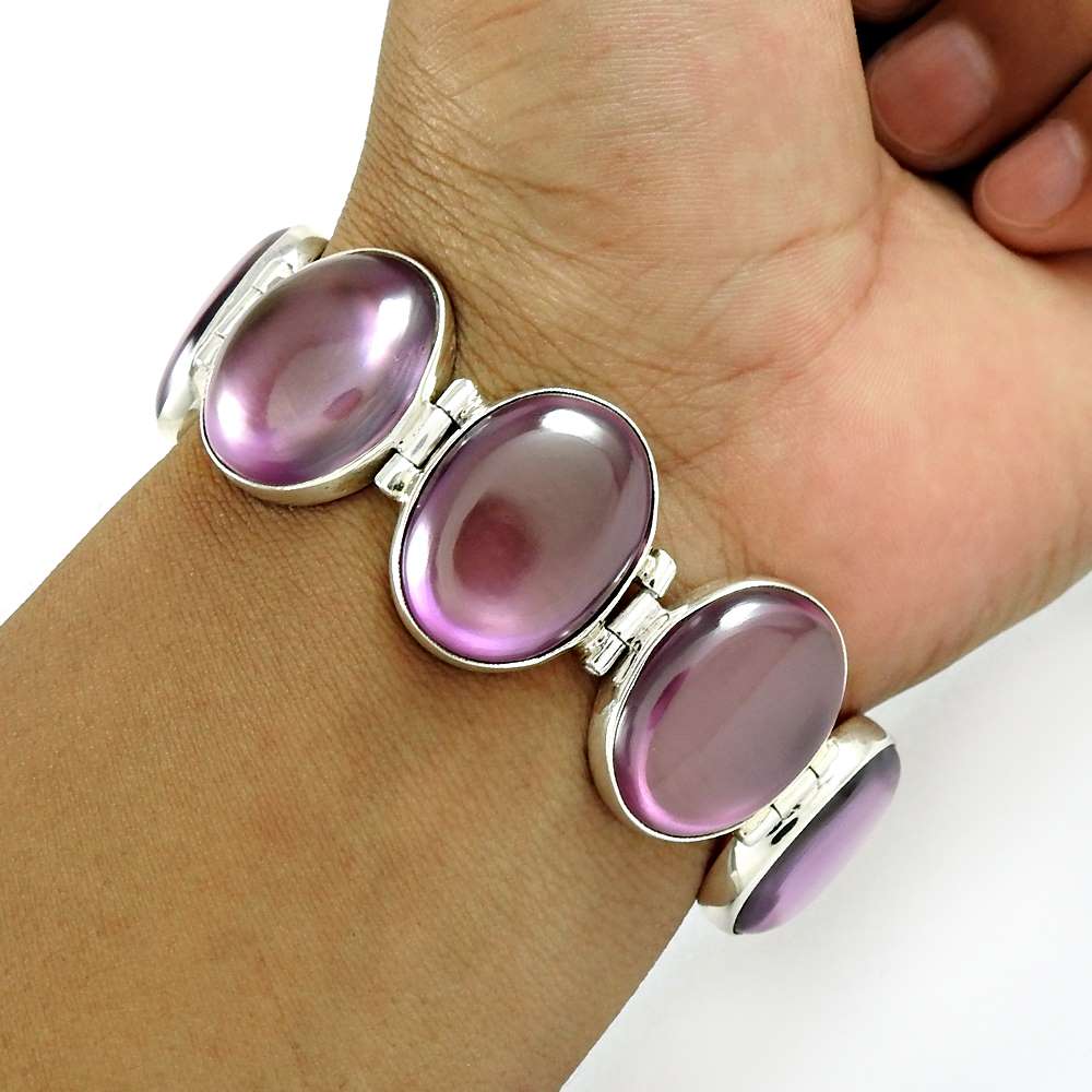 Mothers Day Gift 925 Sterling Silver Natural Quartz Gemstone Bohemian Bracelet E1