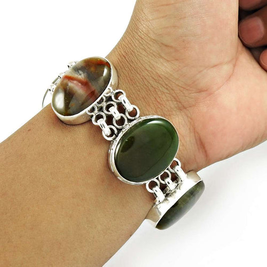 Natural Agate Gemstone Mothers Day Gift Bracelet 925 Sterling Silver For Girls L1