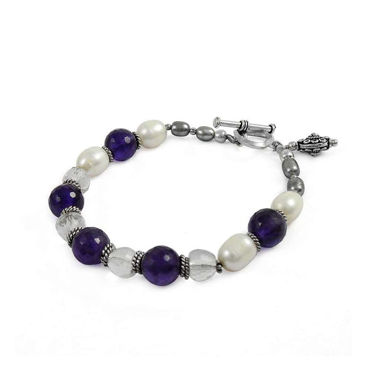 Mothers Day Gift Chain Bracelet 925 Sterling Silver Natural Amethyst Gemstone U2