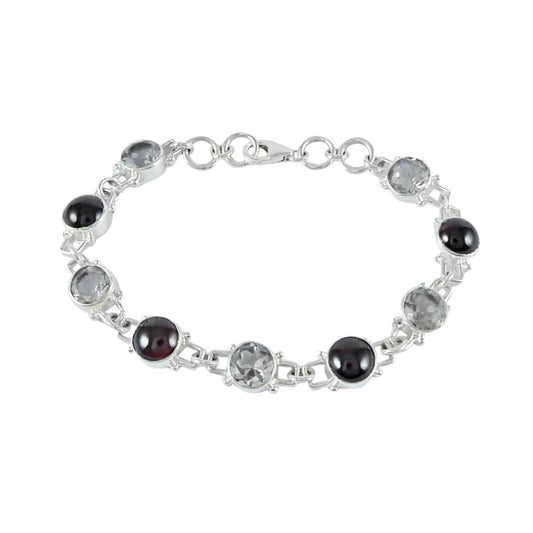 Natural Garnet Gemstone 925 Sterling Silver Vintage Mothers Day Gift Bracelet L2