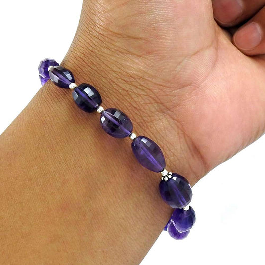 Natural Amethyst Gemstone Mothers Day Gift Bracelet 925 Sterling Silver S2