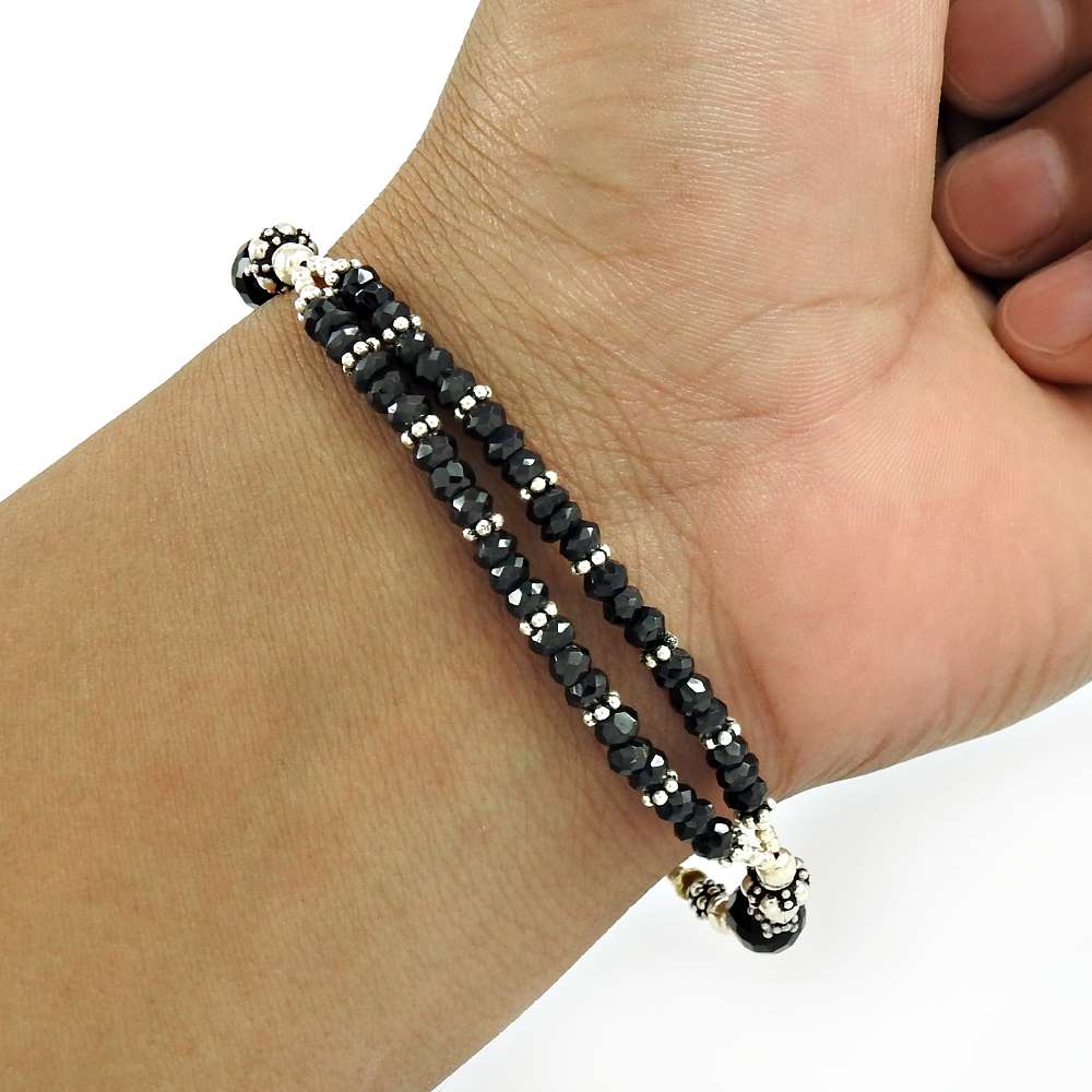 Mothers Day Gift Natural Onyx Gemstone Vintage Bracelet 925 Sterling Silver U2