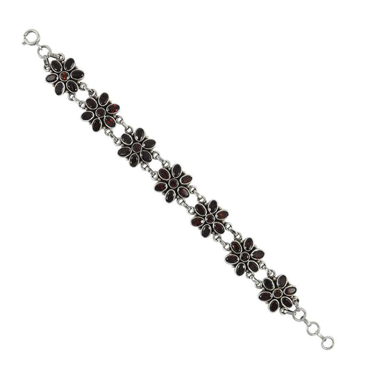 Mothers Day Gift Bracelet 925 Sterling Silver Natural Garnet Gemstone X2