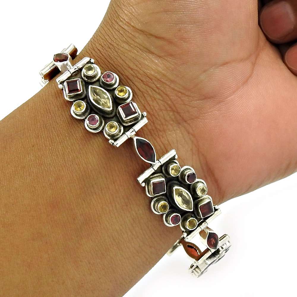 Mothers Day Gift 925 Sterling Silver Natural Garnet Gemstone Bracelet E3