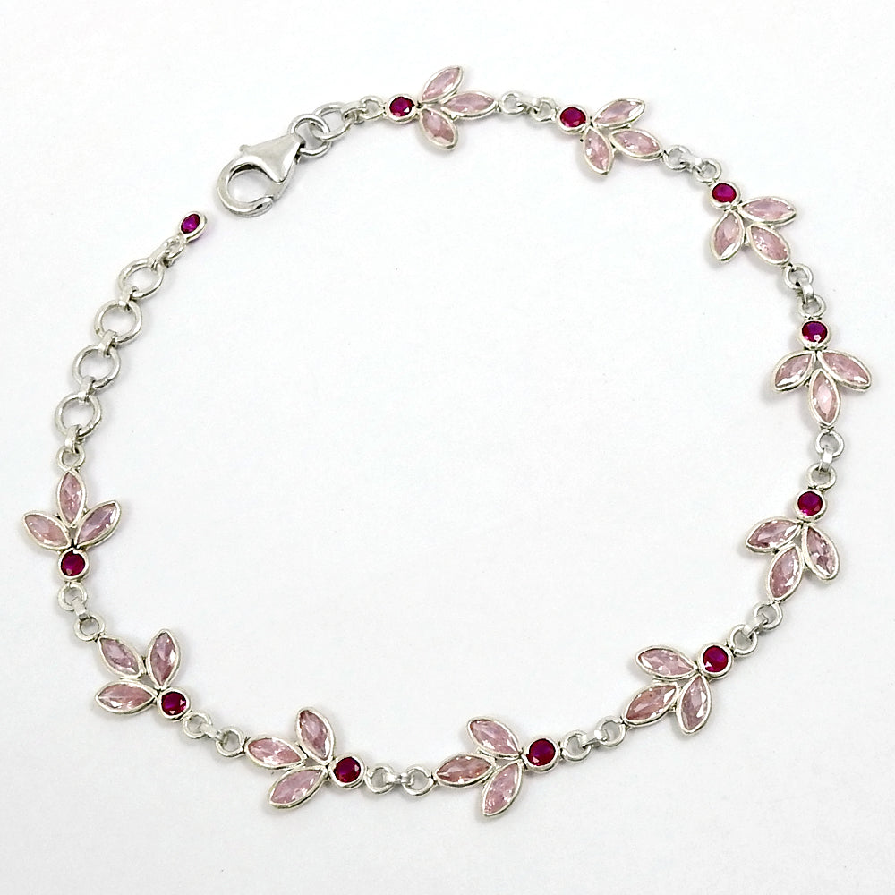 101 Birthday Gift 925 Silver Natural Cubic Zirconia Chain Bohemian Bracelet D4