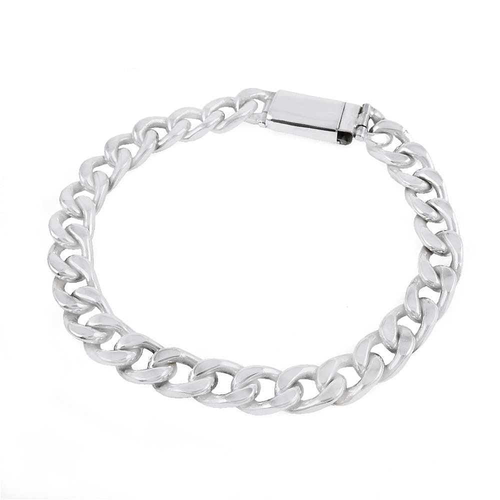 Indian Artisan Jewelry 925 Solid Sterling Silver Chain Link Bracelet A10