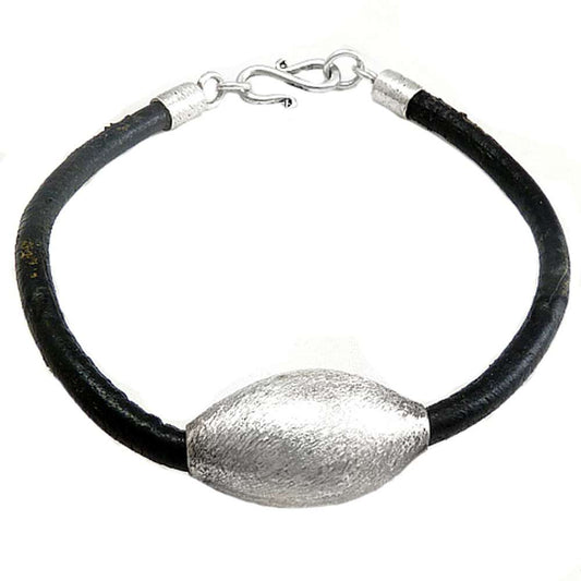 Personable 925 Sterling Silver Leather Bracelet Tribal Jewelry A67