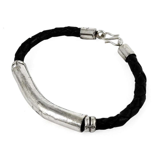 Trendy Leather Bracelet 925 Sterling Silver Handmade Jewelry A84