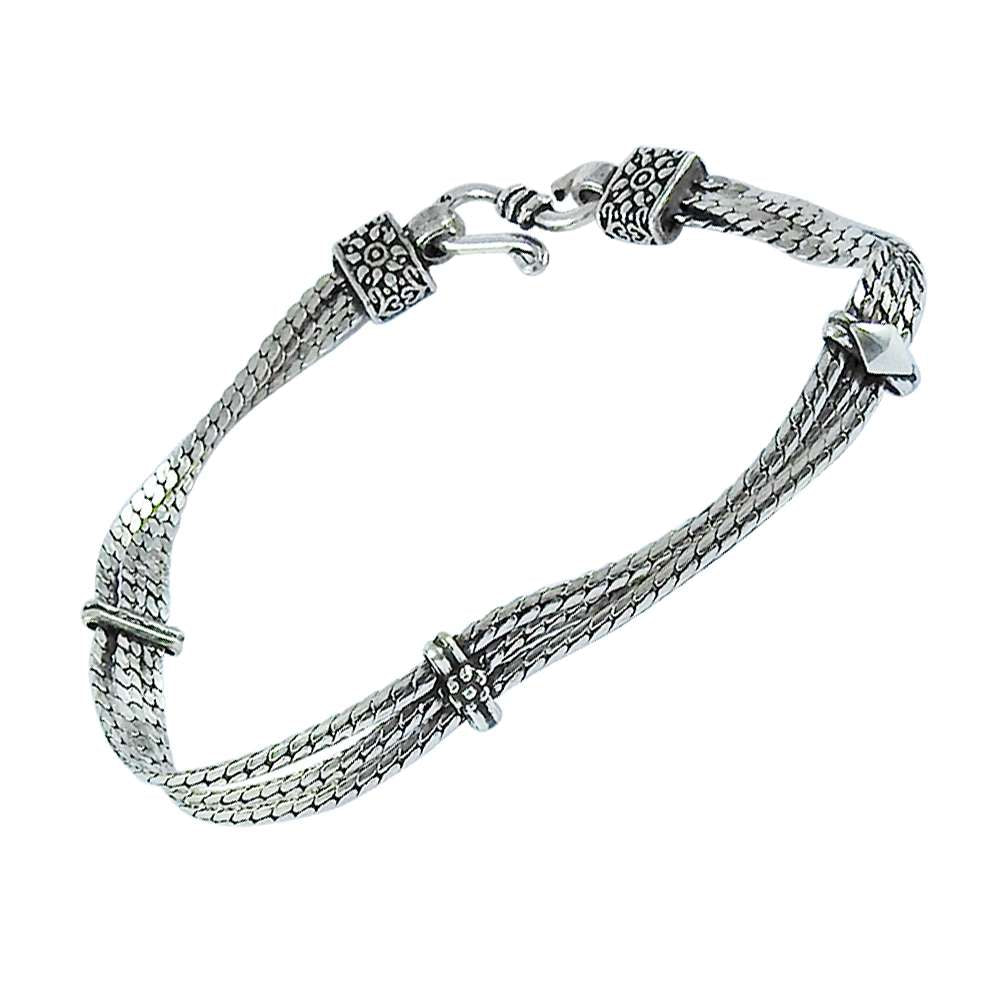 Handmade Mothers Day Gift Jewelry 925 Solid Sterling Silver Oxidized Bracelet H1