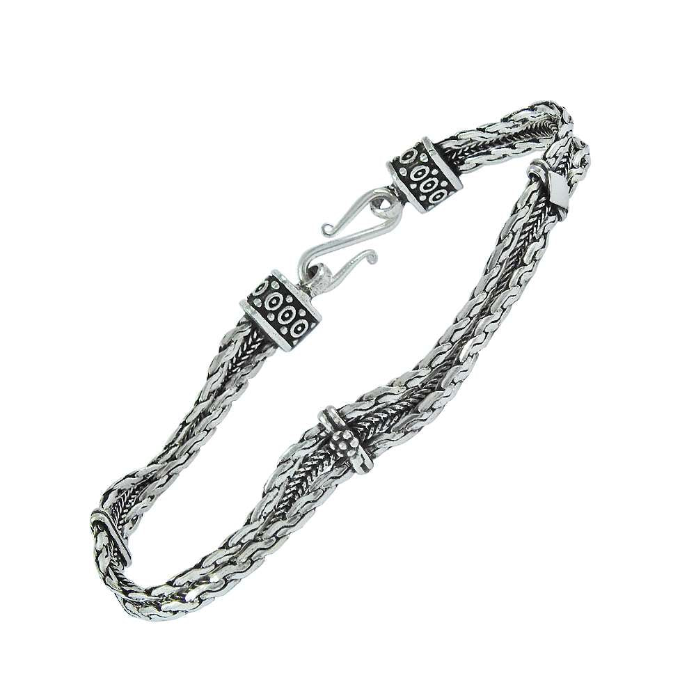 Artisan 925 Solid Sterling Silver Jewelry Chain Oxidized Bracelet O3