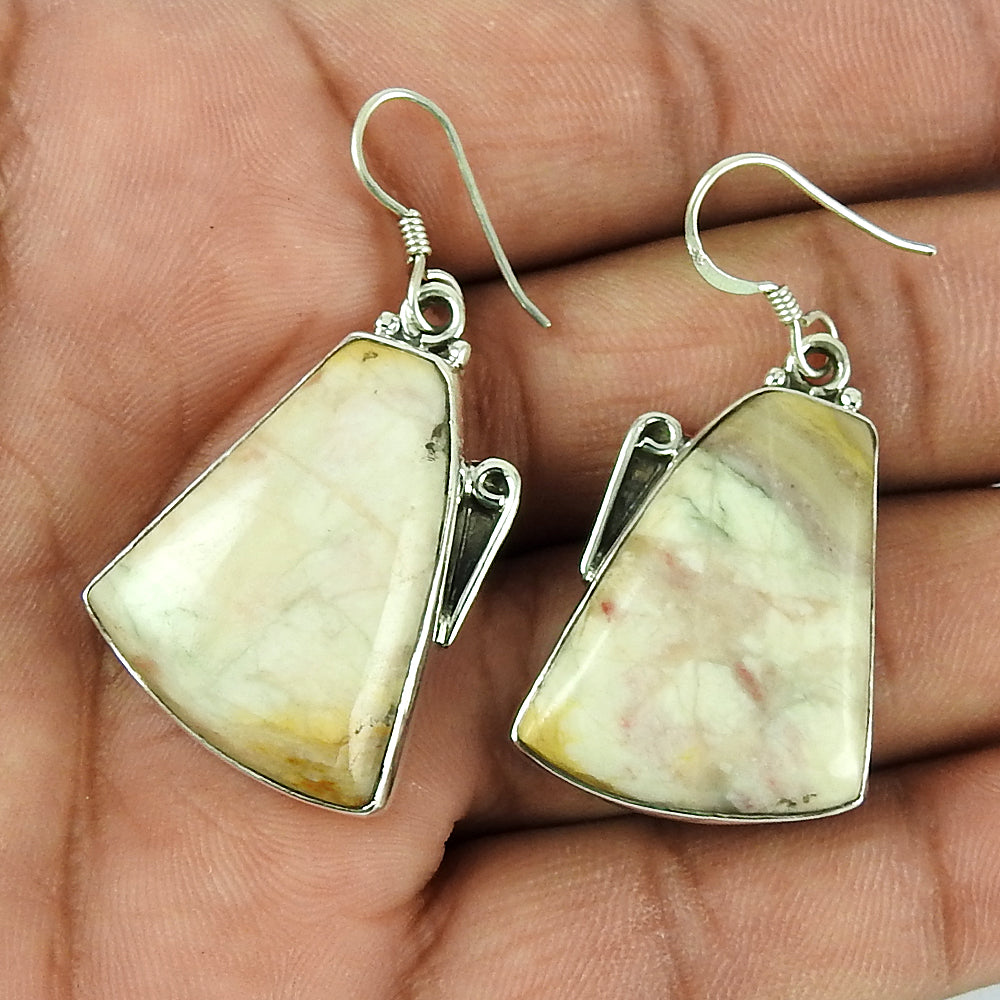 Natural Jasper Gemstone 925 Silver Drop/Dangle Vintage Earrings For Girls A8