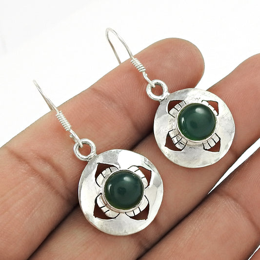 Natural Onyx Gemstone 925 Sterling Silver Drop/Dangle Boho Earrings For Women Q4