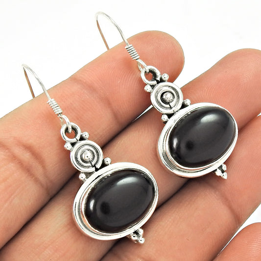 Natural Onyx Gemstone Drop/Dangle Earrings 925 Sterling Silver For Women D1