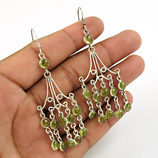 Mothers Day Gift 925 Sterling Silver Natural Peridot Gemstone Earrings B2