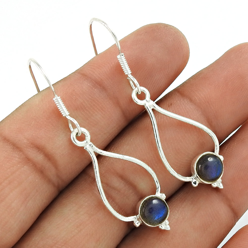 Natural Labradorite Gemstone Vintage Mothers Day Gift Earrings 925 Silver C1