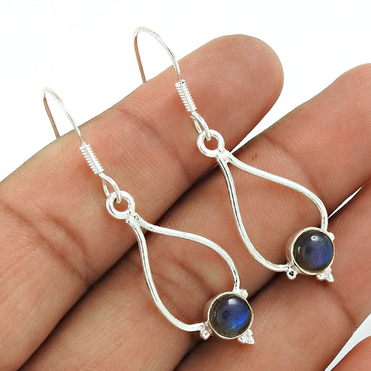 Natural Labradorite Gemstone Vintage Mothers Day Gift Earrings 925 Silver C1