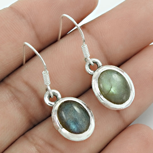 Natural Labradorite Vintage Mothers Day Gift Earrings 925 Silver For Girls K1