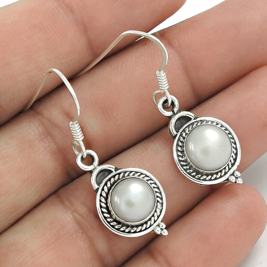 Mothers Day Gift Natural Pearl Bohemian Earrings 925 Silver P1
