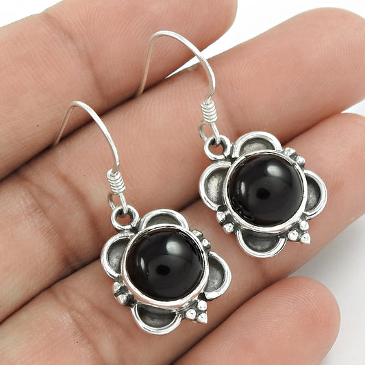 Natural Onyx Gemstone 925 Silver Drop/Dangle Bohemian Earrings For Girls E70