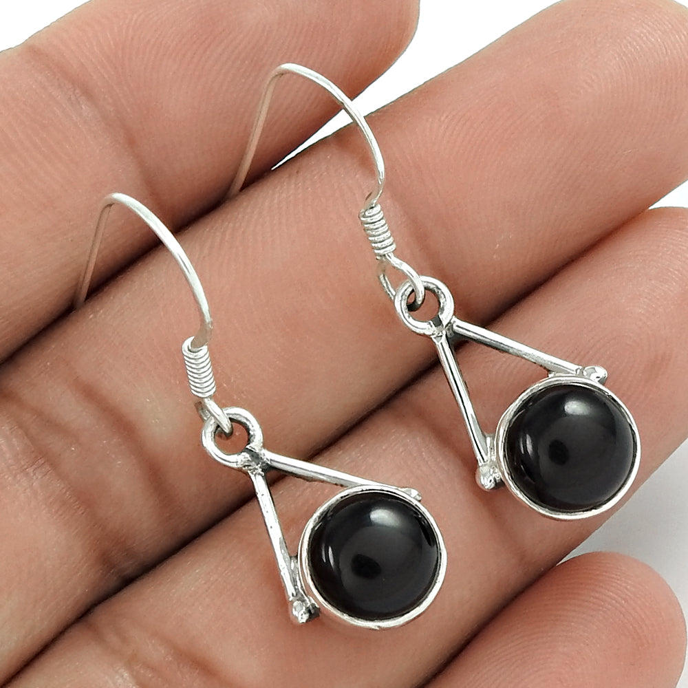 Natural Onyx Gemstone 925 Silver Tribal Earrings For Women W1