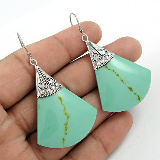 Man Made Turquoise Earring 925 Sterling Silver I37