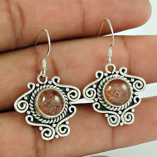 Fabulous 925 Sterling Silver Real Sunstone Earrings Supplier