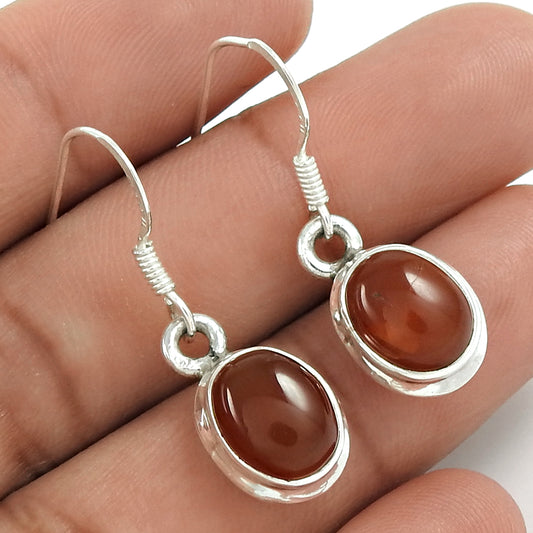 Natural Carnelian Gemstone Boho Mothers Day Gift Earrings 925 Sterling Silver V1