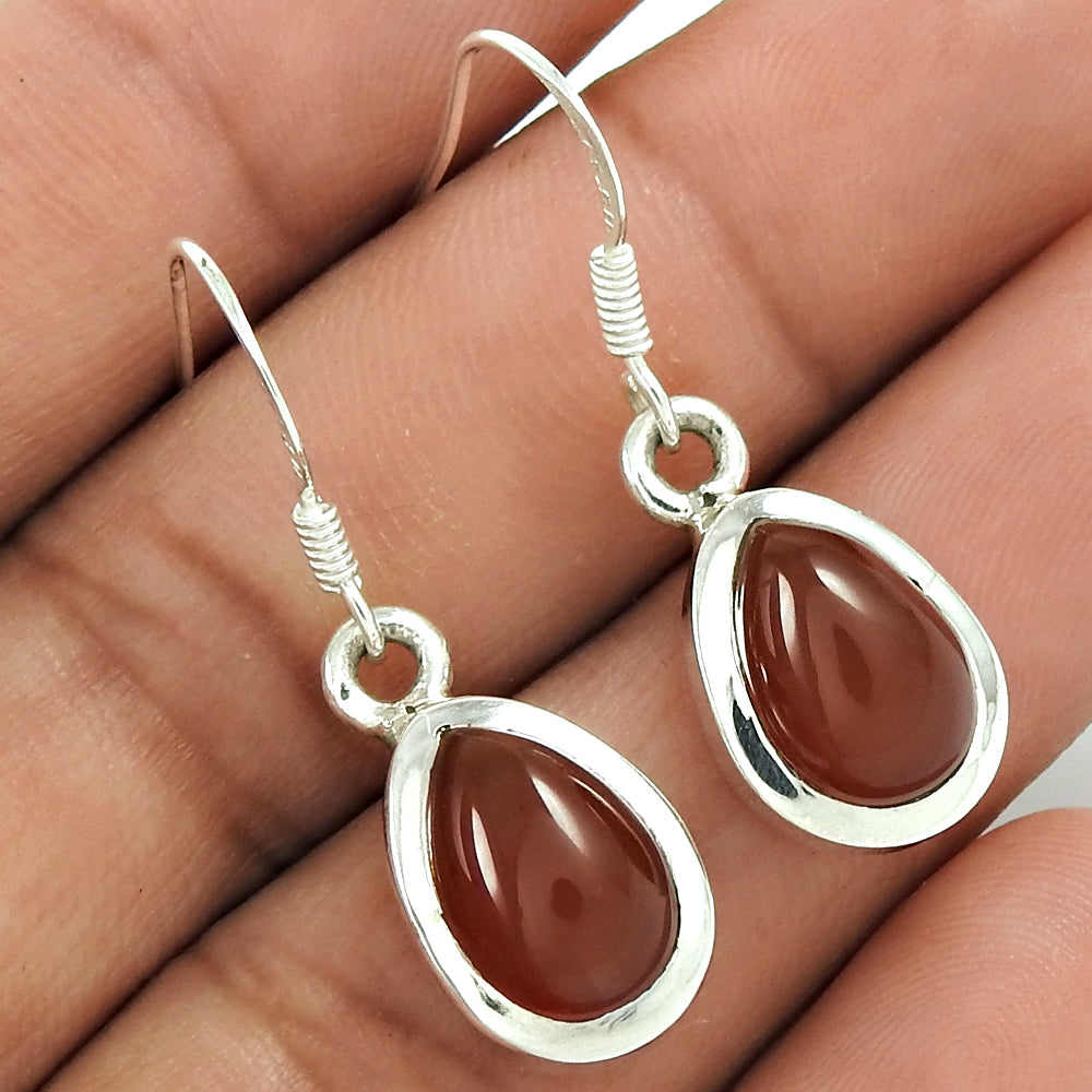 Natural Carnelian Gemstone 925 Silver Drop/Dangle Tribal Earrings For Women B14