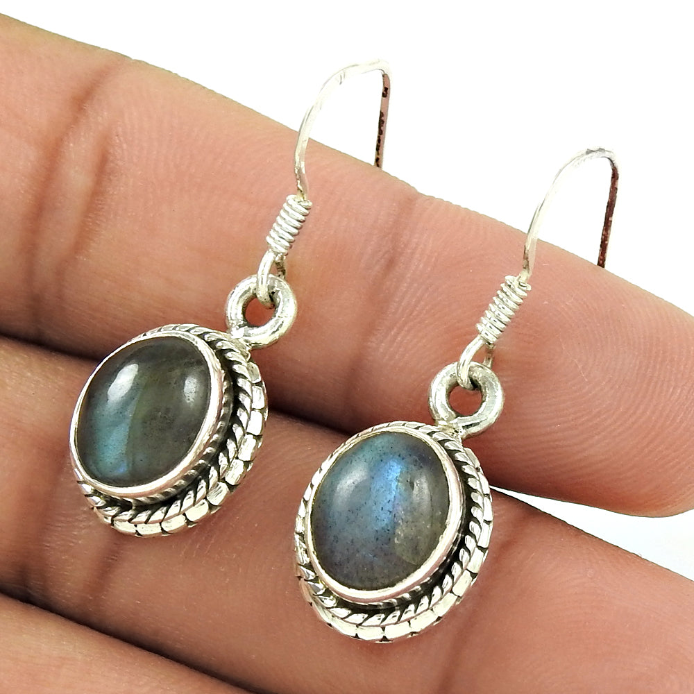 Natural Labradorite 925 Silver Drop/Dangle Vintage Earrings For Girls G14