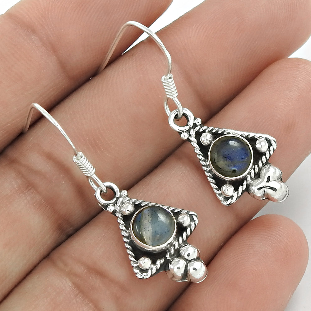 Gift For Women Drop/Dangle Ethnic Earrings 925 Silver Natural Labradorite Q2