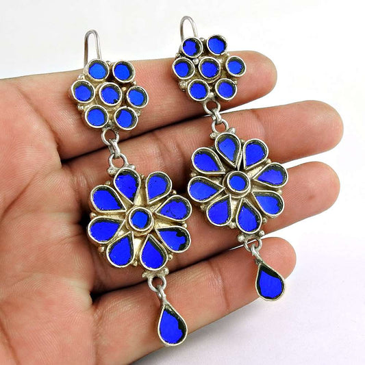 Possessing Good Fortune 925 Sterling Silver Antique Glass Earrings